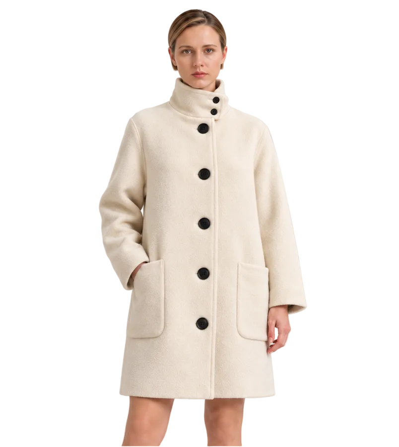 ESME COAT in creme wool boucle lined in silk