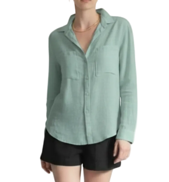FIORI BLOUSE (SEAGLASS) silk and cotton blend