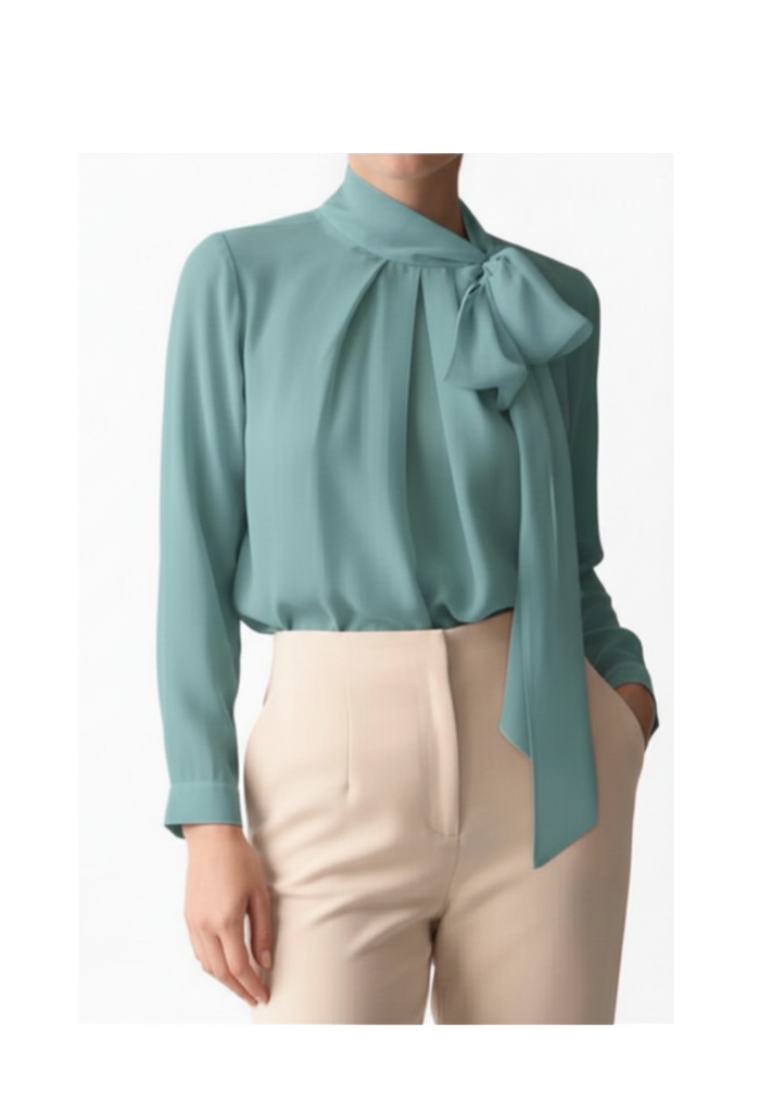 EDIE BLOUSE in SEAFOAM SILK