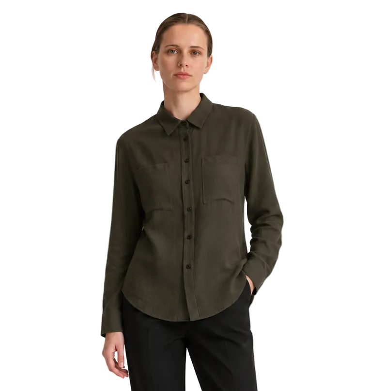 FIORI BLOUSE in Vetiver silk and cotton blend