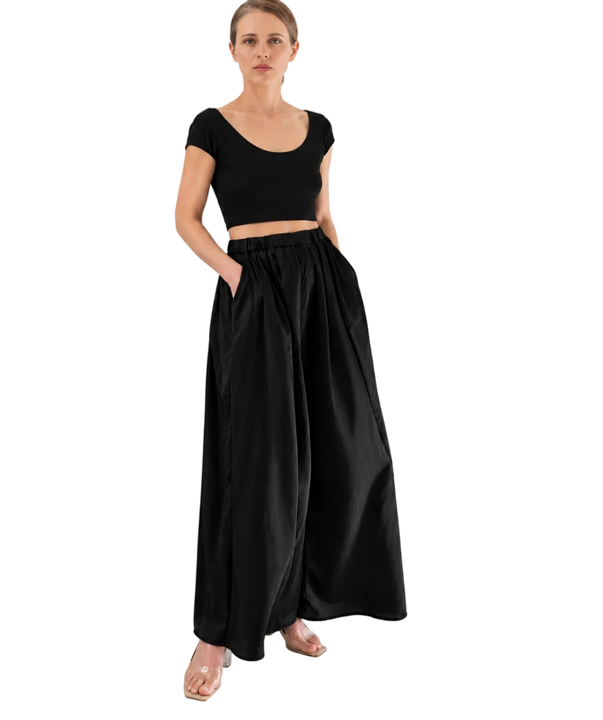 FLORENCE PANT in black 100% double silk habotai
