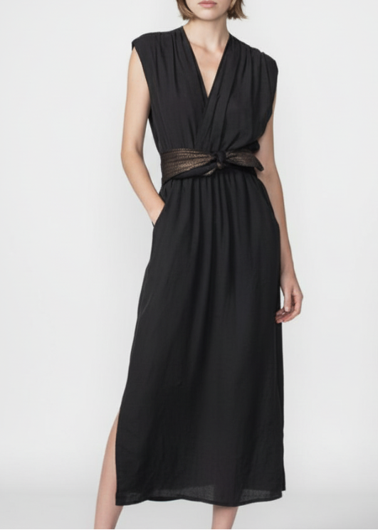 LUCIEN DRESS in BLACK SILK