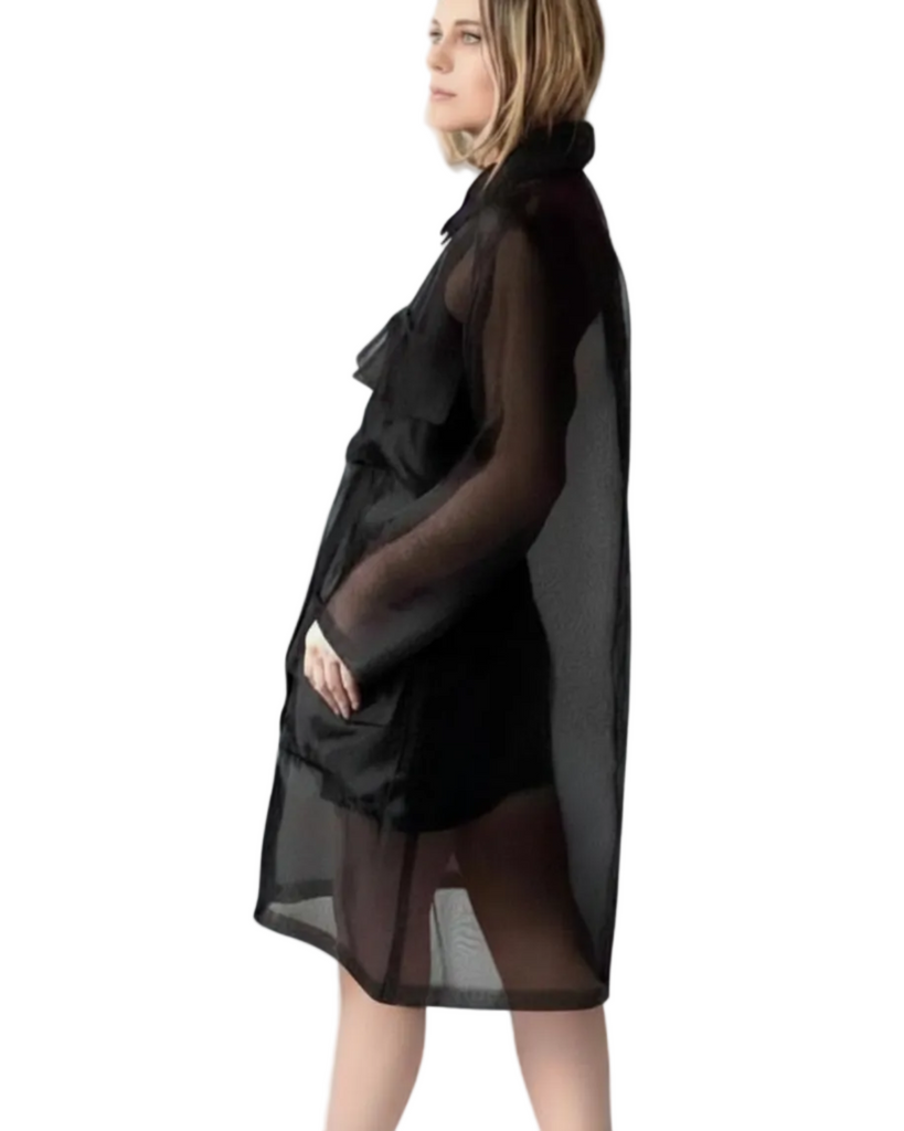 MIRAGE JACKET in BLACK DOUBLE SILK ORGANZA