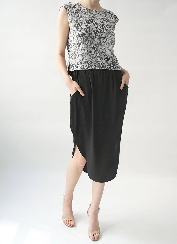 CECILE SKIRT (BLACK, PATINA)