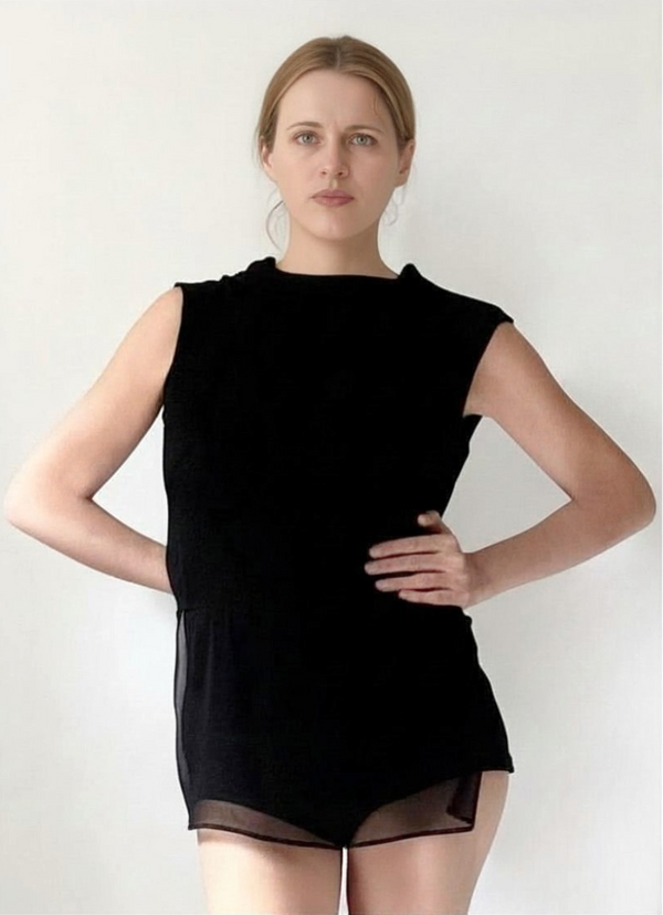 ADORA TOP in BLACK CHIFFON lined in SILK HABOTAI