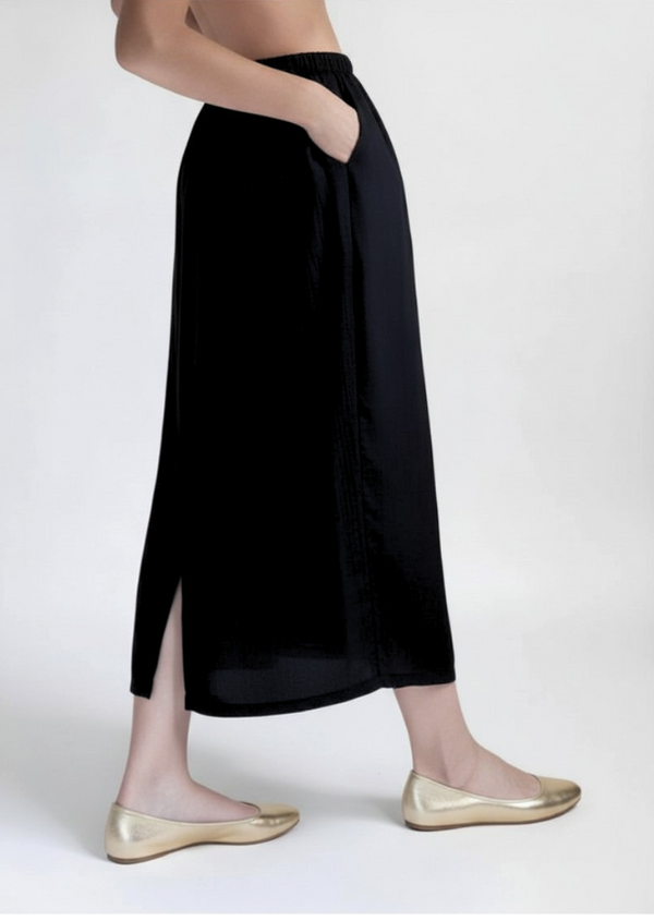 ADORA SKIRT in BLACK DOUBLE SILK CHIFFON and HABOTAI