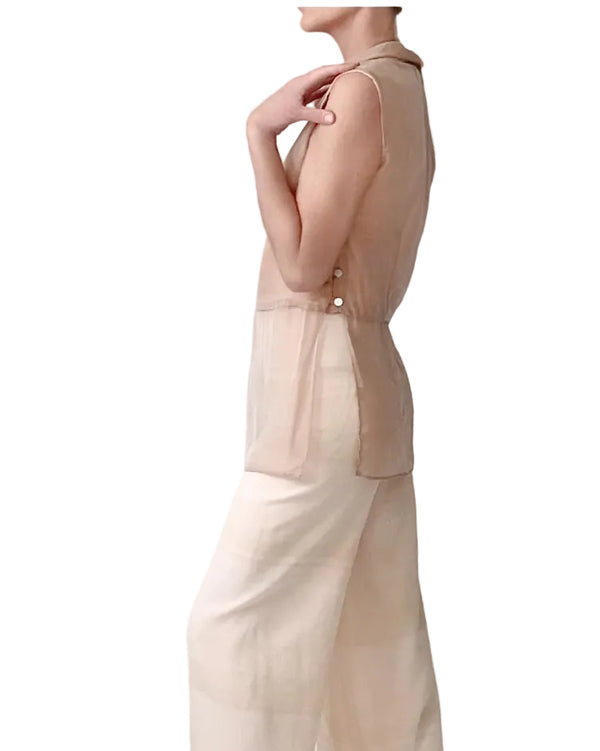 ADORA TOP in IRIDESCENT PEARL SILK CHIFFON lined in SILK HABOTAI