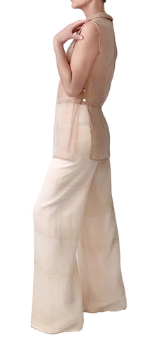 ADORA TOP in IRIDESCENT PEARL SILK CHIFFON lined in SILK HABOTAI