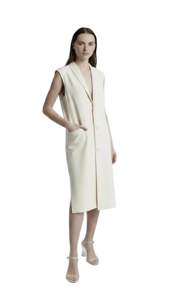 LUCIENNE VEST JACKET in CREME SILK