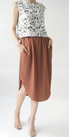 SABINE SKIRT in COPPER ROSE SILK