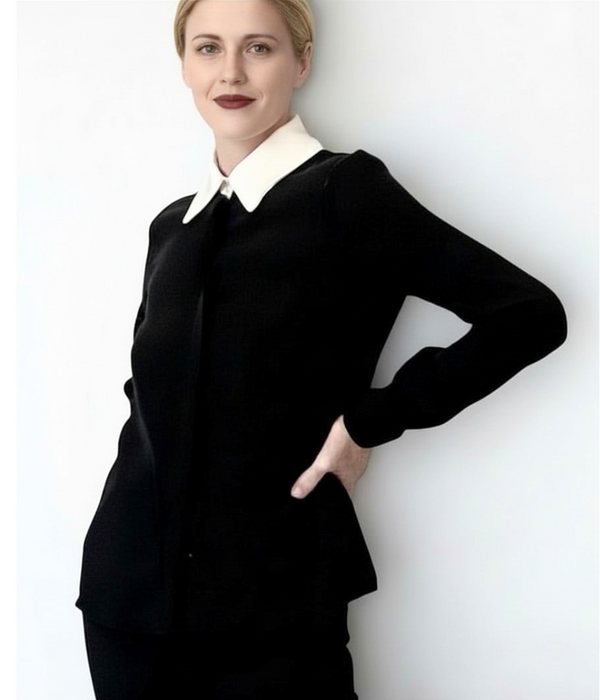 TRUE BLOUSE in BLACK & CREME SILK