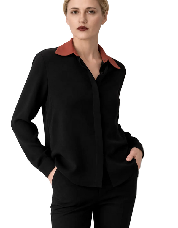 TRUE BLOUSE in BLACK & WINTER ROSE